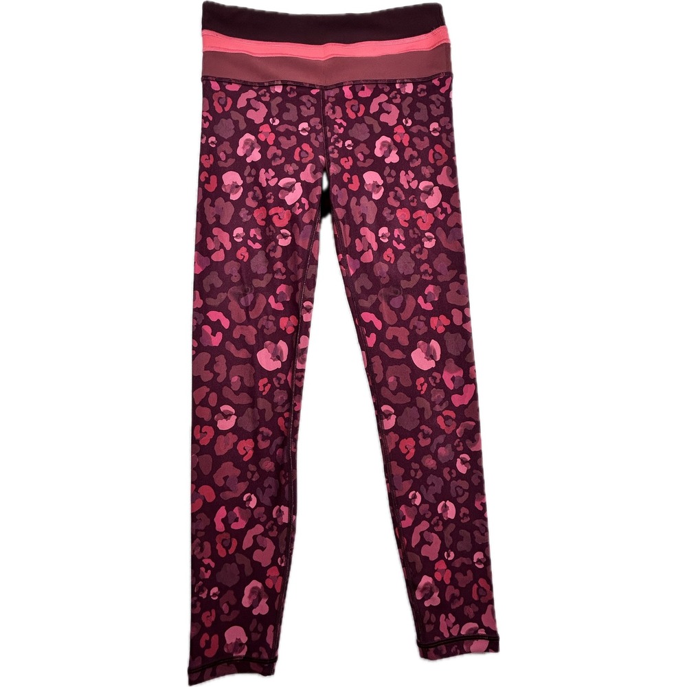 Athleta Elation 7/8 Tight Womens Small Pink Purple Leopard Animal Print Leggings